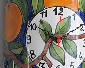 イタリア製、彩色陶器の振り子時計「オレンジ」　(PRC-81-3ora)