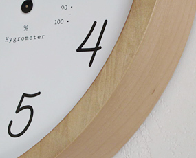 掛け時計 木製 アナログ スイープムーブメント 温度計 湿度計 ウッド時計　(ID-BCW022)