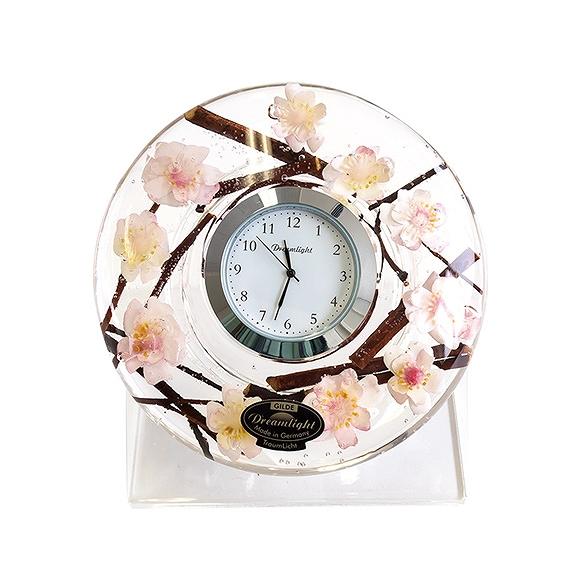 置き時計 ドイツ製 花のガラス時計 ギフト 贈り物 CDD7202 サクラ (IK