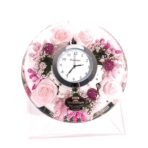 置き時計 ドイツ製 花のガラス時計 ギフト 贈り物 Cdd7297 バラ Ik Cdd7297 インテリア雑貨通販 A Mon エエモン