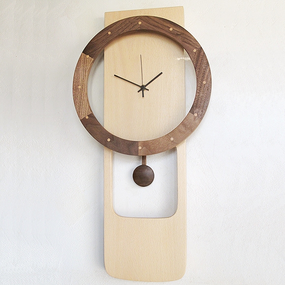 振り子時計 木製 天然木 リビング おしゃれ ハンドメイド 寄せ木時計
