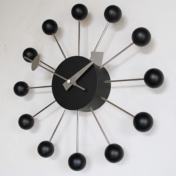 ジョージ・ネルソン　ミッドセンチュリー掛け時計「ボールクロック・ブラック」 (KC-GN13397BK) 