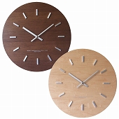 掛け時計 丸形 シンプル　デザイン　木製時計 メープル/ウォールナットの時計 日本製　(FO-V0010)