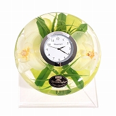 置き時計 ドイツ製 花のガラス時計 ギフト 贈り物 CDD7238 ホワイト　(IK-CDD7238)