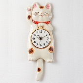 振り子時計 アナログ 招き猫 陶器 掛け時計 日本製 和室　(CY-Y9845-A)