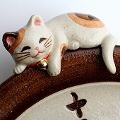 振り子時計 アナログ 招き猫　陶器 掛け時計　日本製　和風　「福々招き猫」　(CY-Y9771)