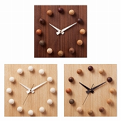 日本製 木製 掛け時計 四角 日本製 天然木 アナログ スイープムーブメント 天然木 「ビーズクロック」　(DP-BEADS12)