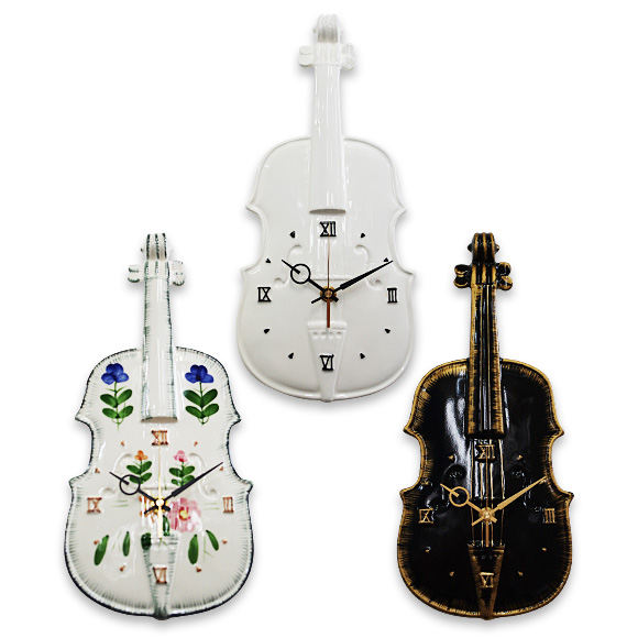 日本製、バイオリン掛け時計。オブジェ、贈り物としても最適 (IR-CV