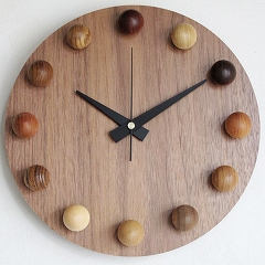 日本製 木製 掛け時計 アナログ スイープムーブメント 天然木 「ビーズクロック」　(DP-BEADS11)