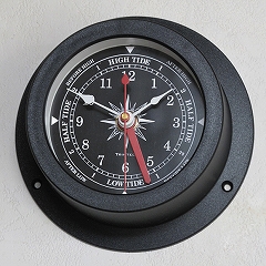 掛け時計 船舶時計 アナログ タイム＆タイド ブラック　(SL-92-611-0194)