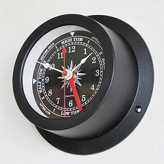 掛け時計 船舶時計 アナログ タイム＆タイド ブラック　(SL-92-611-0194)